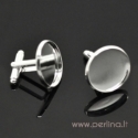 Cuff links, silver plated, 26x22 mm, 2 pcs