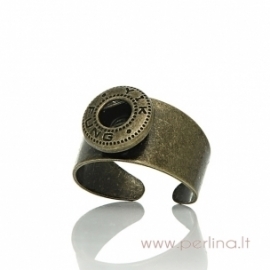 Copper adjustable chunk ring, antique bronze, 17,5 mm