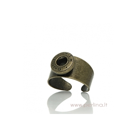 Copper adjustable chunk ring, antique bronze, 17,5 mm