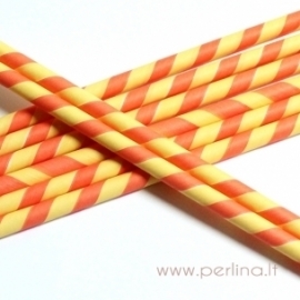 Paper straw, yellow-peach, striped, 1 pc