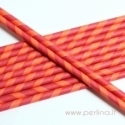 Paper straw, red-peach, striped, 1 pc