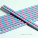 Paper straw, rose-light blue, striped, 1 pc