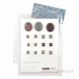Duchess Metal & Epoxy Brads, 15 pcs