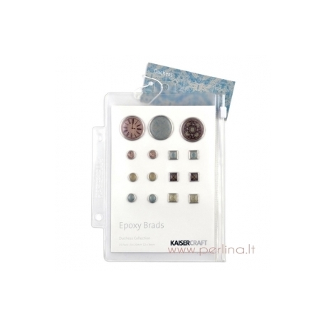 Duchess Metal & Epoxy Brads, 15 pcs