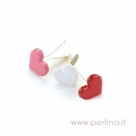 Painted Metal Paper Fasteners "Hearts - Red, White & Pink", 50 pcs