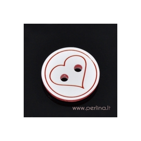Resin button "Heart", 13 mm 