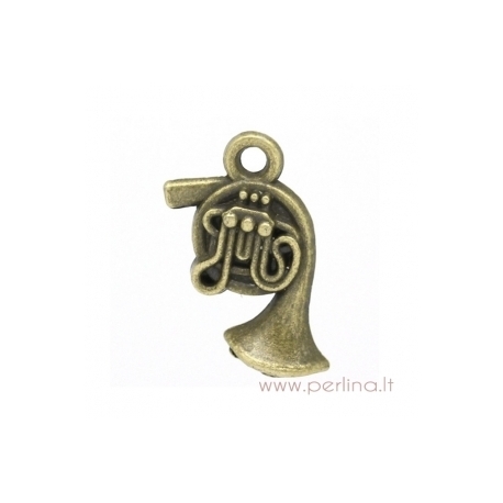 Pendant "French horn", antique bronze, 18x11 mm