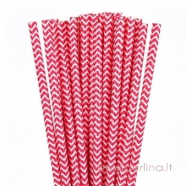 Paper straws, chevron, red & white, 25 pcs