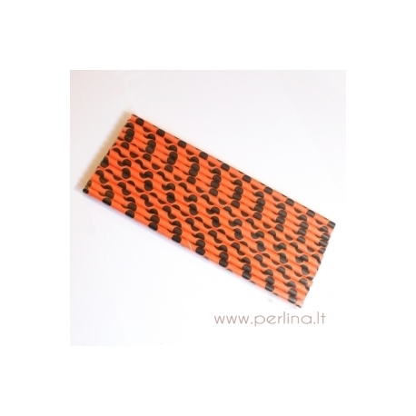 Paper straws, dots, dark red & black, 25 pcs
