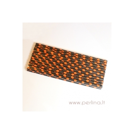 Popieriniai šiaudeliai, rutuliukai, oranžinė-juoda, 25 vnt