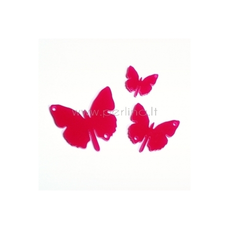 Plexiglass finding "Butterfly 1", fuchsia, 3x3 cm