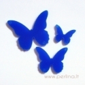 Org. stiklo detalė-intarpas "Drugelis 4", mėlynas, 4x3,2 cm