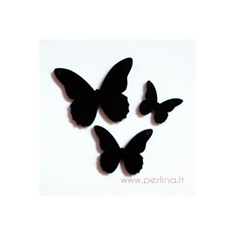 Plexiglass pendant "Butterfly 4", black, 2x1,8 cm