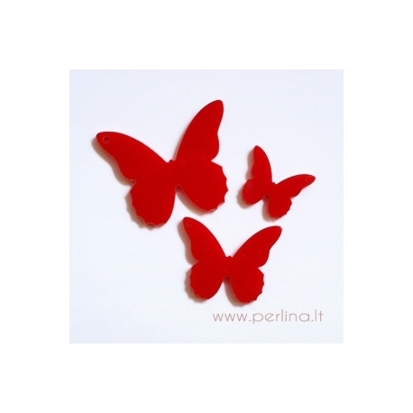 Plexiglass pendant "Butterfly 4", red, 4x3,2 cm