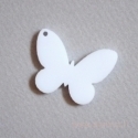 Org. stiklo detalė-pakabukas "Drugelis 5", baltas, 3x2,2 cm
