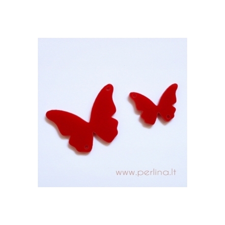 Plexiglass connector "Butterfly 13", red, 3,7x2,7 cm