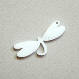 Org. stiklo detalė-pakabukas "Laumžirgis 4", baltas, 3,5x1,7 cm