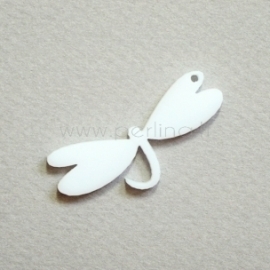 Plexiglass pendant "Dragonfly 4", white, 3,5x1,7 cm