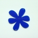 Org. stiklo detalė-intarpas "Gėlytė 1", mėlynas, 4x4 cm