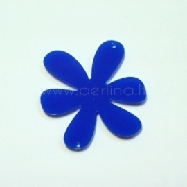 Plexiglass finding-connector "Flower 1", blue, 4x4 cm