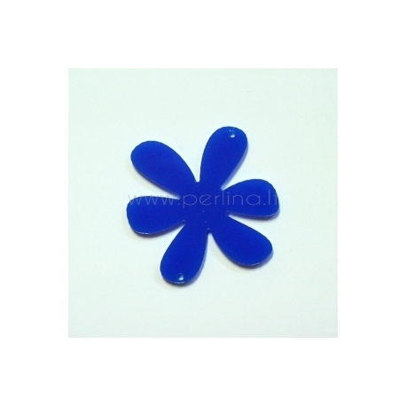 Org. stiklo detalė-intarpas "Gėlytė 1", mėlynas, 4x4 cm
