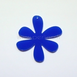 Org. stiklo detalė-pakabukas "Gėlytė 1", mėlynas, 4x4 cm