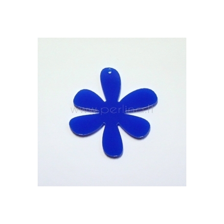 Plexiglass pendant "Flower 1", blue, 4x4 cm