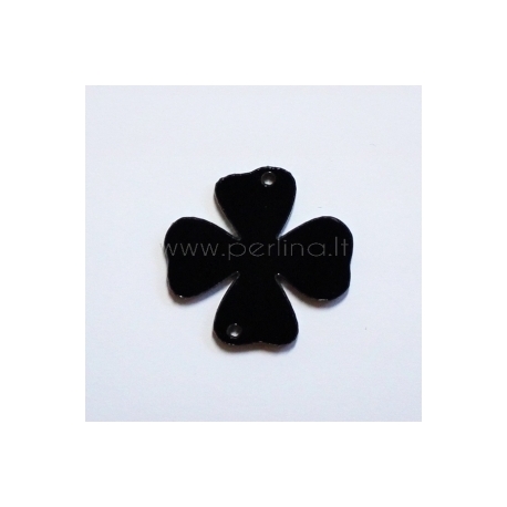 Plexiglass finding - connector "Flower 3", black, 3,1x3 cm