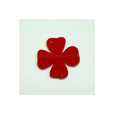 Plexiglass finding - connector "Flower 3", red, 3,1x3 cm