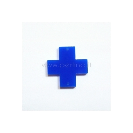 Plexiglass finding-connector "Cross", blue, 3x3 cm