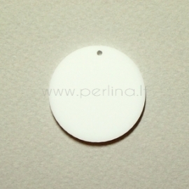 Org. stiklo detalė-pakabukas "Pilnatis", baltas, 3 cm