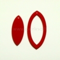 Org. stiklo detalė-pakabukas "Lašas", raudonas, 4x2 cm
