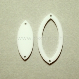 Org. stiklo detalė-intarpas "Lašas", baltas, 4x2 cm