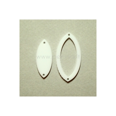 Plexiglass finding-connector "Drop", white, 4x2 cm