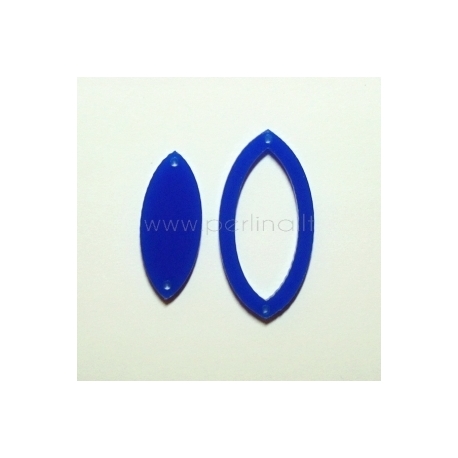 Plexiglass finding-connector "Drop", blue, 4x2 cm