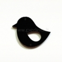 Plexiglass finding-connector "Little bird 2", black, 3,3x2,8 cm