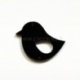 Org. stiklo detalė-intarpas "Paukštelis 2", juodas, 3,3x2,8 cm