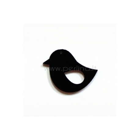 Plexiglass pendant "Little bird 2", black, 3,3x2,8 cm