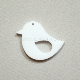 Plexiglass pendant "Little bird 2", white, 3,3x2,8 cm