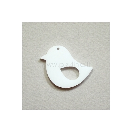 Plexiglass pendant "Little bird 2", white, 3,3x2,8 cm