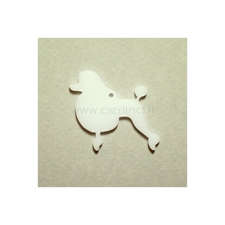 Plexiglass finding-pendant "Poodle", white, 3,5x3 cm