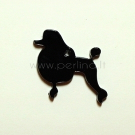 Plexiglass finding-pendant "Poodle", black, 3,5x3 cm