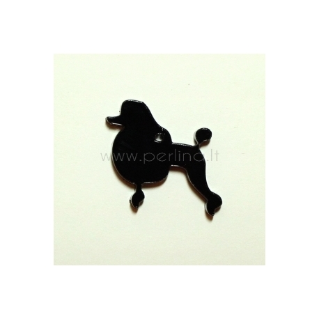 Plexiglass finding-pendant "Poodle", black, 3,5x3 cm