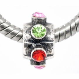 Pandora bead with rhinestones, 12x7 mm