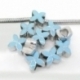 Pandora karoliukas "Keturlapė gėlė", emaliuotas, žydras, 13x10 mm