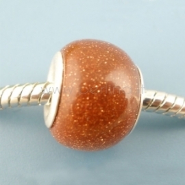 Pandora bead, goldsand synthetic gemstone, 14x10 mm