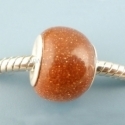 Pandora karoliukas, sintetinis saulės akmuo, 14x10 mm