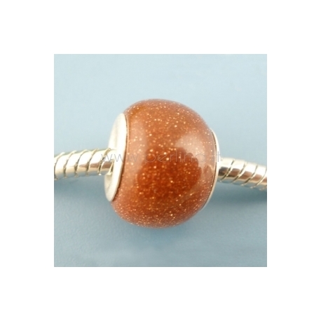 Pandora bead, goldsand synthetic gemstone, 14x10 mm