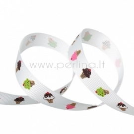 Grosgrain ribbon "Multicolor Ice Cream", 16 mm, 1 m