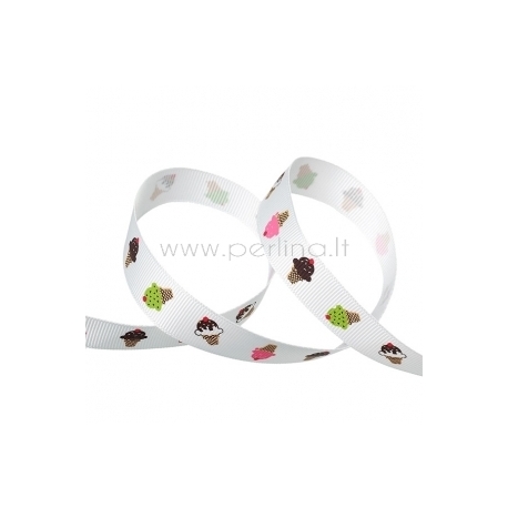 Grosgrain ribbon "Multicolor Ice Cream", 16 mm, 1 m